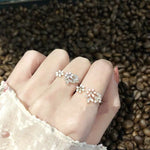 New Sweet Flower Zircon Adjustable Rings