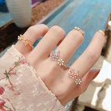 New Sweet Flower Zircon Adjustable Rings